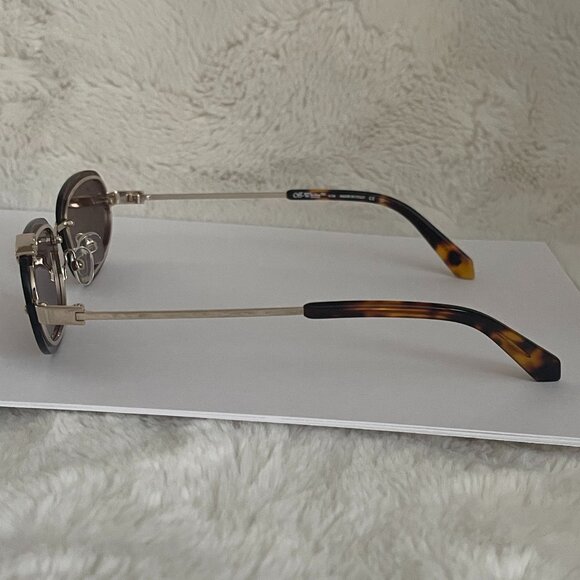 NEW OFF-WHITE OERI13M MIAMI 7664 SUNGLASSES UNISEX OVAL BROWN GOLD main image 4